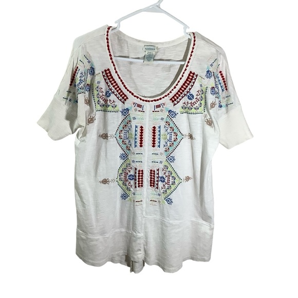 Sundance Tops - Sundance Brighter Days Embroidered Top White